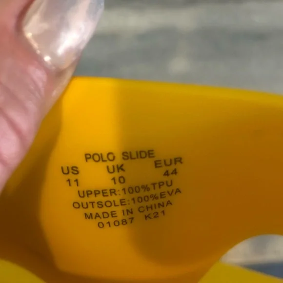 Polo by Ralph Lauren Yellow Slide Sandal with Navy Pony - Picture 9 of 9